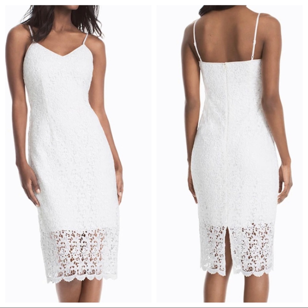 WHITE HOUSE BLACK MARKET Lace Slip Midi Dress 8